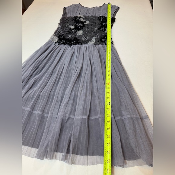 Tory Burch Faith Dress XS grey floral double lined midi sleeveless FLAW (bin G) - Picture 12 of 16